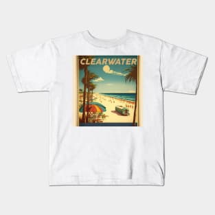 Clearwater Florida Vintage Travel Art Poster Kids T-Shirt
